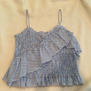 First Monday Blue and White Stripe Cropped Tank